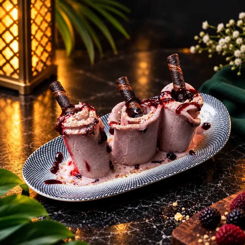 Cherry Rolled Ice Cream