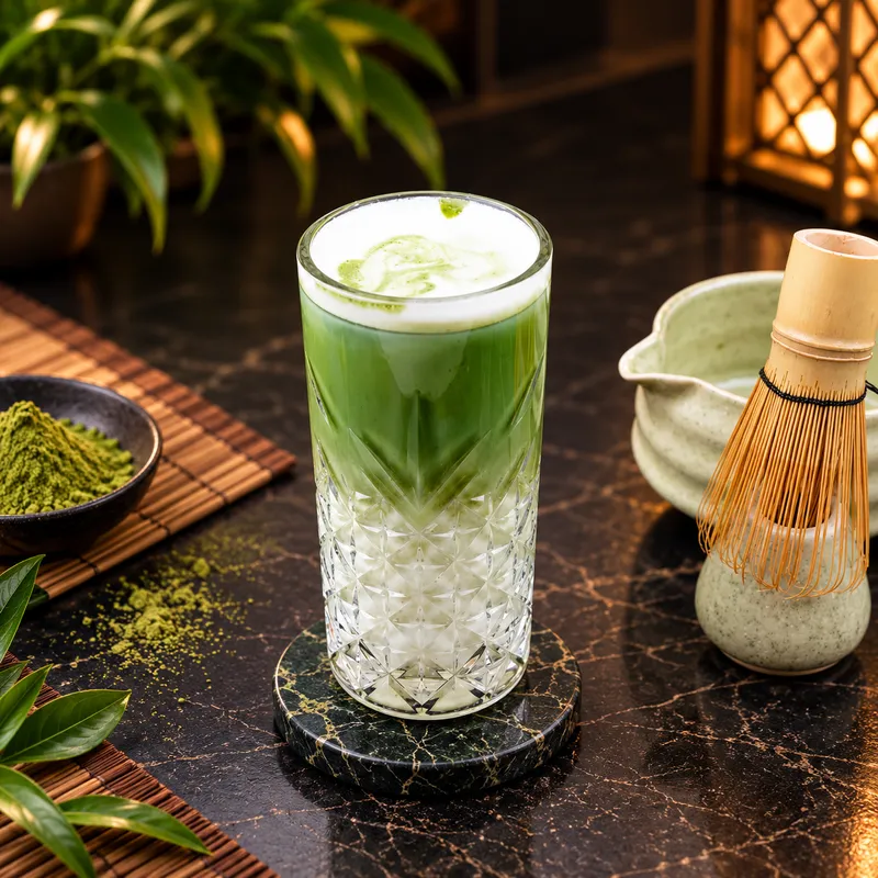 Iced matcha (Japanese green tea) ( )